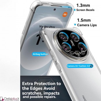 Silikoninis-Anti shock dėklas - permatomas 1.5 mm. (Xiaomi 14 Ultra) Silikoninis-Anti shock dėklas - permatomas 1.5 mm. (Xiaomi 14 Ultra)